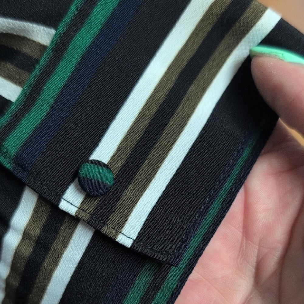 Express Black, Green & Tan Striped Shirt Dress Size S - Picture 3 of 7
